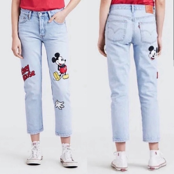 Levi’s x Disney Mickey Mouse 501 Straight Cropped Jeans Size 29 - Picture 2 of 5